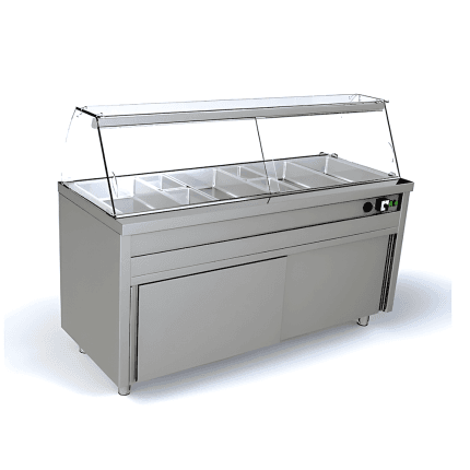 modul cald bain marie self service 6 gn 1/1 cu protectie sticla
