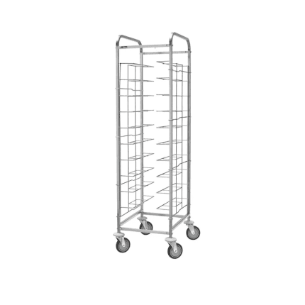 carucior 10 tavi autoservire din inox cu roti multidirectionale