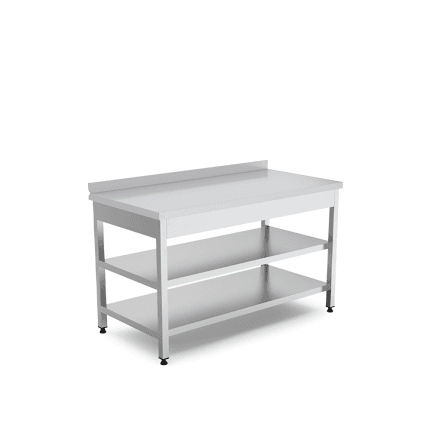masa de lucru inox cu 2 polite 1400x700x850 mm, masa profesionala horeca