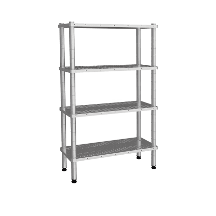 Raft inox 4 polite perforate 152x46x180 cm pentru depozitare horeca