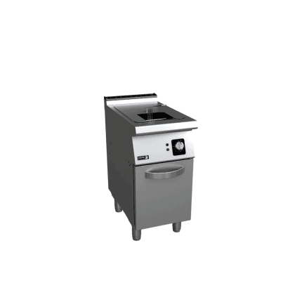 🍟 Friteuza GPL 1×15 lt linia 700 Friteuza profesionala pe gaz GPL 1×15 lt linia 700, montata pe dulap inchis, proiectata pentru prajire eficienta si control precis al temperaturii in bucatarii horeca. Este solutia ideala pentru restaurante si unitati cu flux constant, unde sunt necesare incalzire rapida, calitate constanta a uleiului si siguranta in exploatare. ⚙️ Constructie profesionala din inox AISI 304 Echipamentul este fabricat din otel inoxidabil AISI 304 cu grosime de 1,5 mm, material care asigura durabilitate ridicata, rezistenta la coroziune si igiena maxima. Dulapul inchis permite depozitarea accesoriilor si integrarea ergonomica in linia de gatit. 🔥 Zona rece pentru mentinerea calitatii uleiului Friteuza este prevazuta cu zona rece in partea inferioara a cuvei, care reduce arderea resturilor alimentare. Aceasta caracteristica contribuie la mentinerea caracteristicilor uleiului si la prelungirea duratei de utilizare. 🎛️ Control precis al temperaturii Temperatura de lucru este reglabila intre 60 si 200 °C, oferind flexibilitate pentru diferite tipuri de produse. Echipamentul include termostat de control si termostat de siguranta, pentru utilizare stabila si sigura. 🔥 Putere mare si incalzire rapida Cu putere de 15 kW, friteuza ofera incalzire foarte rapida si un raport optim de pana la 1 kW per litru de ulei, ideal pentru productivitate constanta in utilizare profesionala. 🧼 Curatare si intretinere usoara Descarcarea uleiului se face prin robineti robusti, rezistenti la temperaturi ridicate. Capacul si cosul sunt incluse pentru cuva. Accesul frontal la componente simplifica operatiunile de mentenanta. ⚡ Alimentare pe gaz GPL Functioneaza cu gaz GPL, fiind potrivita pentru bucatarii unde alimentarea electrica nu este optima sau unde se prefera echipamente pe gaz. 📐 Specificatii tehnice Tip echipament: friteuza pe gaz GPL Linia: 700 Capacitate: 1 × 15 lt Temperatura lucru: 60–200 °C Alimentare: gaz GPL Putere: 15 kW Material: otel inoxidabil AISI 304 Dimensiune externa: 400x730x850 mm ✅ Concluzii O friteuza profesionala pe gaz GPL 1×15 lt robusta, eficienta si usor de exploatat, recomandata pentru bucatarii horeca care necesita control termic precis, prajire constanta si fiabilitate pe termen lung.