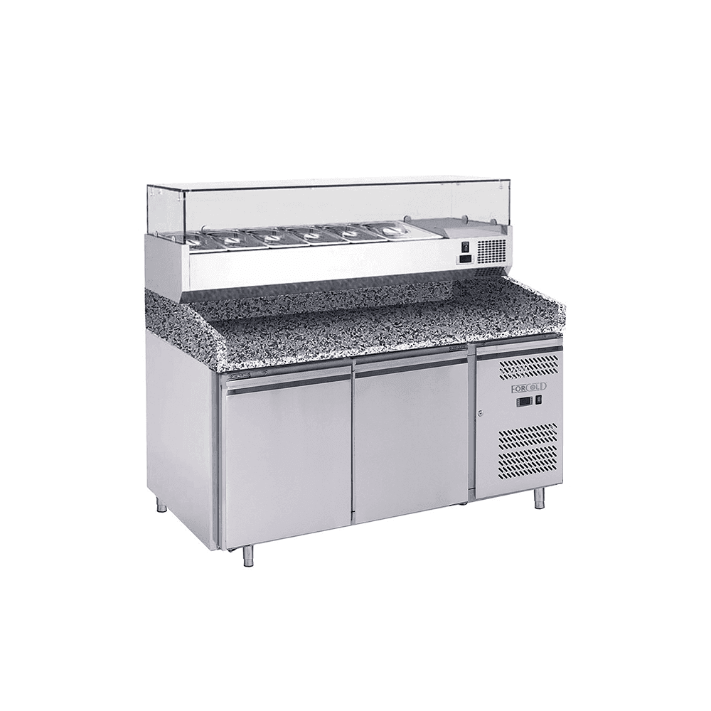 Banc pizza 2 usi fara vitrina ingrediente 1510x800x1000 mm banc pizza 2 usi fara vitrina ingrediente blat granit inox 1510x800x1000 mm