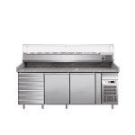 banc pizza 2 usi cu sertare fără vitrina ingrediente blat granit inox