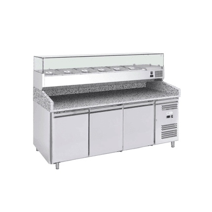banc pizza 3 usi din inox cu blat granit 2020x800x1000 mm