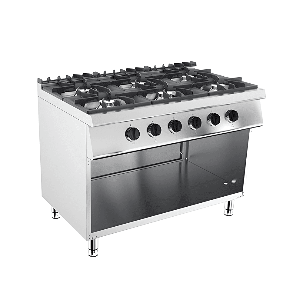 Masina gatit 6 ochiuri suport deschis – linia 700 – 39 kW masina gatit 6 ochiuri suport deschis linia 700 gaz inox