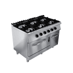 Mașină de gătit pe gaz cu 6 ochiuri 6×8,5 kW, cuptor și dulap închis, linia 900 Inox - imagine 2