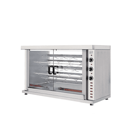 Rotisor electric fast food vertical 5 axe inox pentru 25 pui