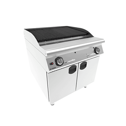 Gratar dublu cu roca vulcanica linia 700 pe suport inchis, echipament profesional horeca