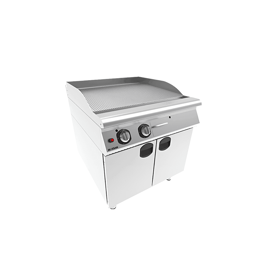 Fry-top dublu striat pe gaz cu suport inchis 14 kW fry top dublu striat gaz cu suport inchis placa striata inox profesional horeca 14 kw