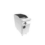 Gratar grill pe gaz cu roca vulcanica si placa striata, cu suport inchis, echipament profesional horeca
