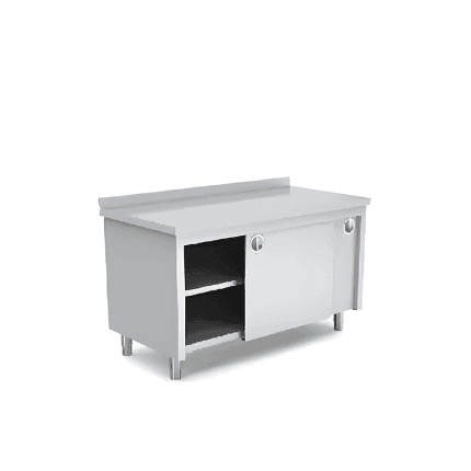 masa lucru tip dulap cu usi glisante inox 160x70 cm