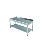 masa lucru cu polita si rebord 180x70 cm inox horeca
