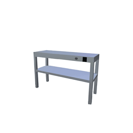 suprastructura masa inox 2 polite cu polita incalzita 1200x300x600 mm