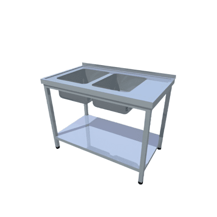 spalator 2 cuve pe stanga cu polita inox 1600x600x850 mm