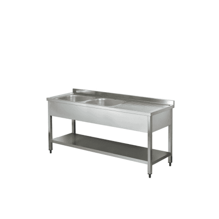 Spalator 2 cuve stanga cu polita inox 140x70 cm pentru horeca